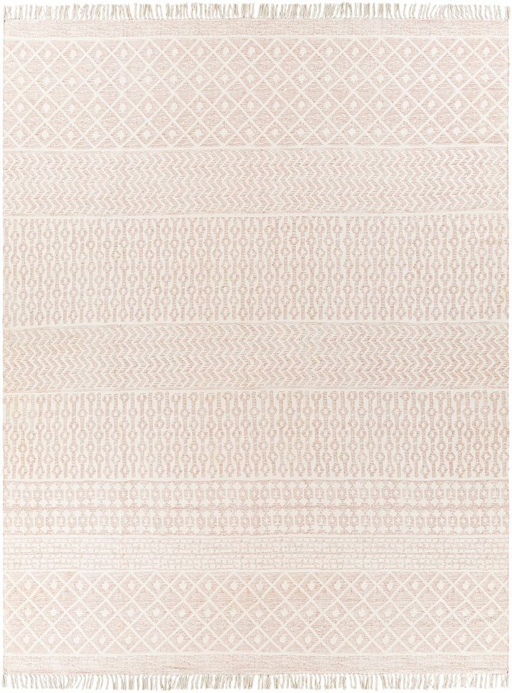 Beaverlodge Modern Geometrical Design Ivory And Pink Area Rug