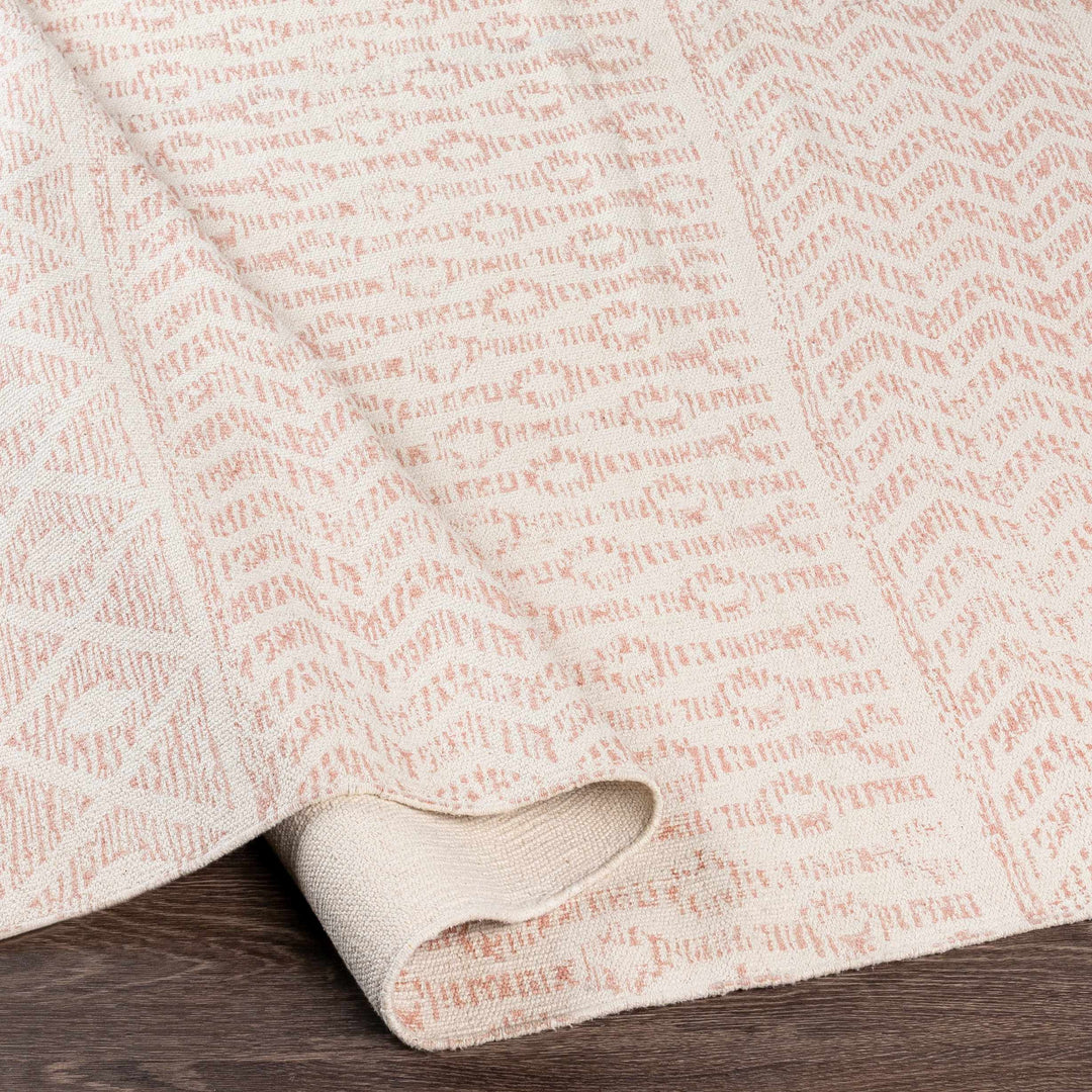 Beaverlodge Modern Geometrical Design Ivory And Pink Area Rug