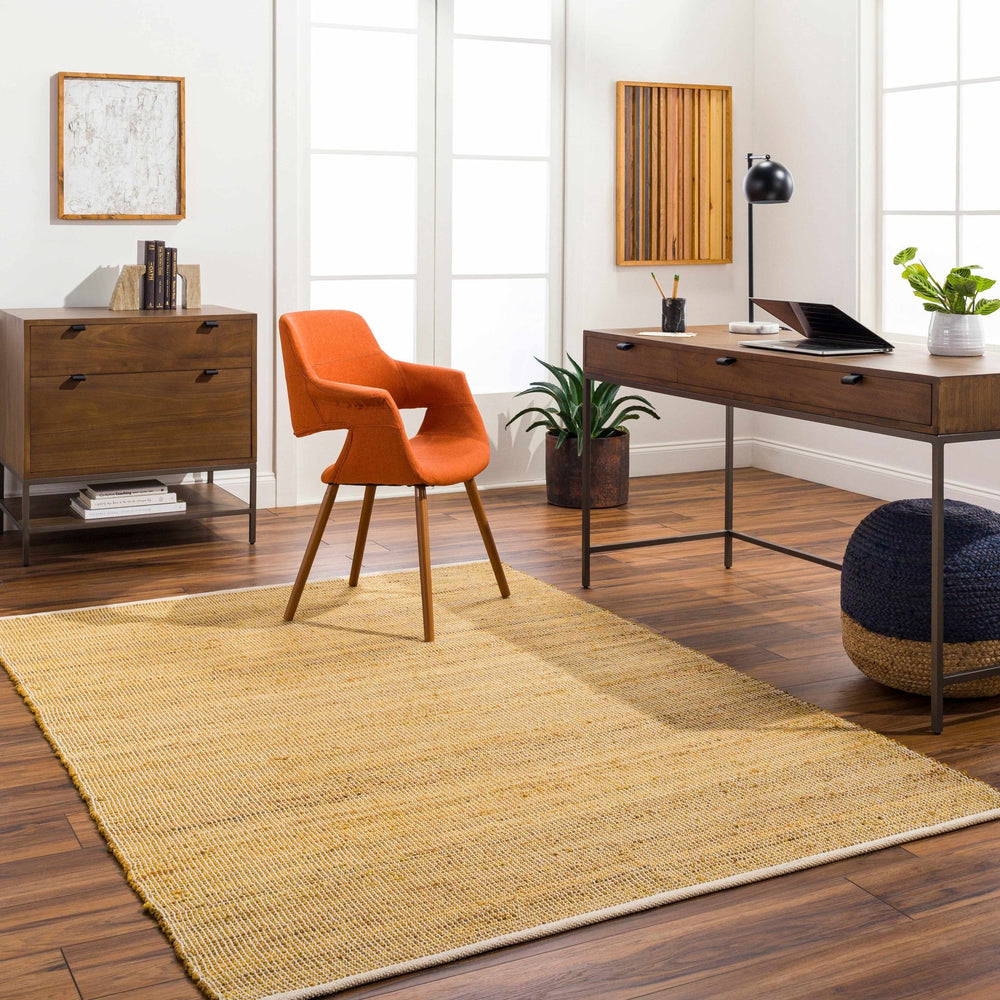 Byrne Modern Solid Design Tan Hand Woven Jute Area Rug - The Rug Decor