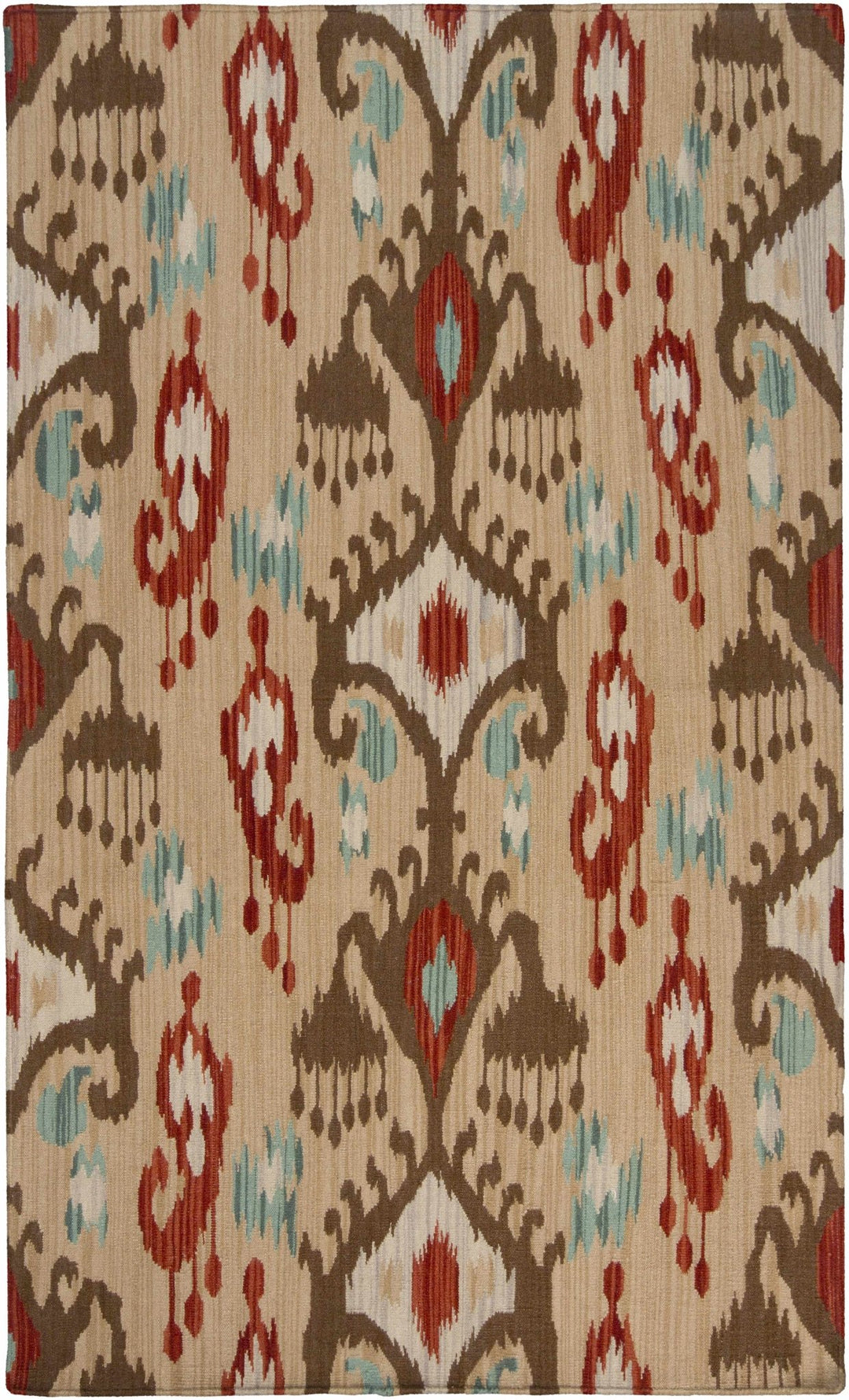 Byromville Ikat Tan And Rust Hand Woven Wool Rug - The Rug Decor