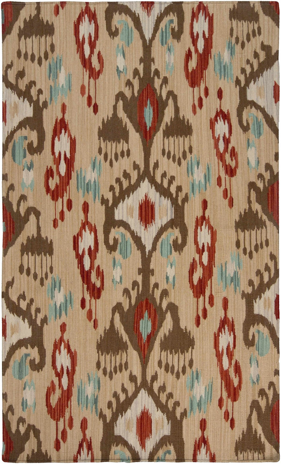Byromville Ikat Tan And Rust Hand Woven Wool Rug - The Rug Decor