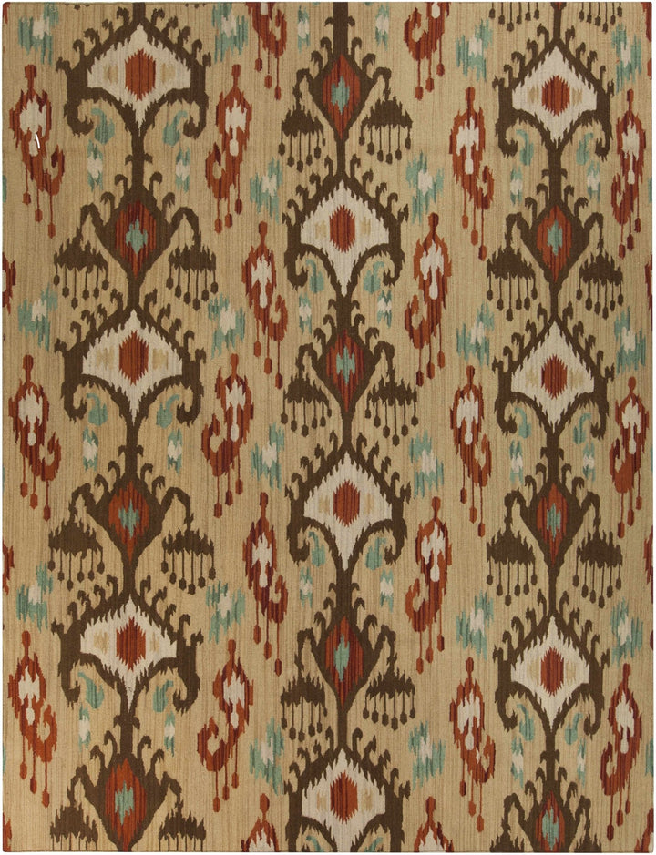 Byromville Ikat Tan And Rust Hand Woven Wool Rug - The Rug Decor