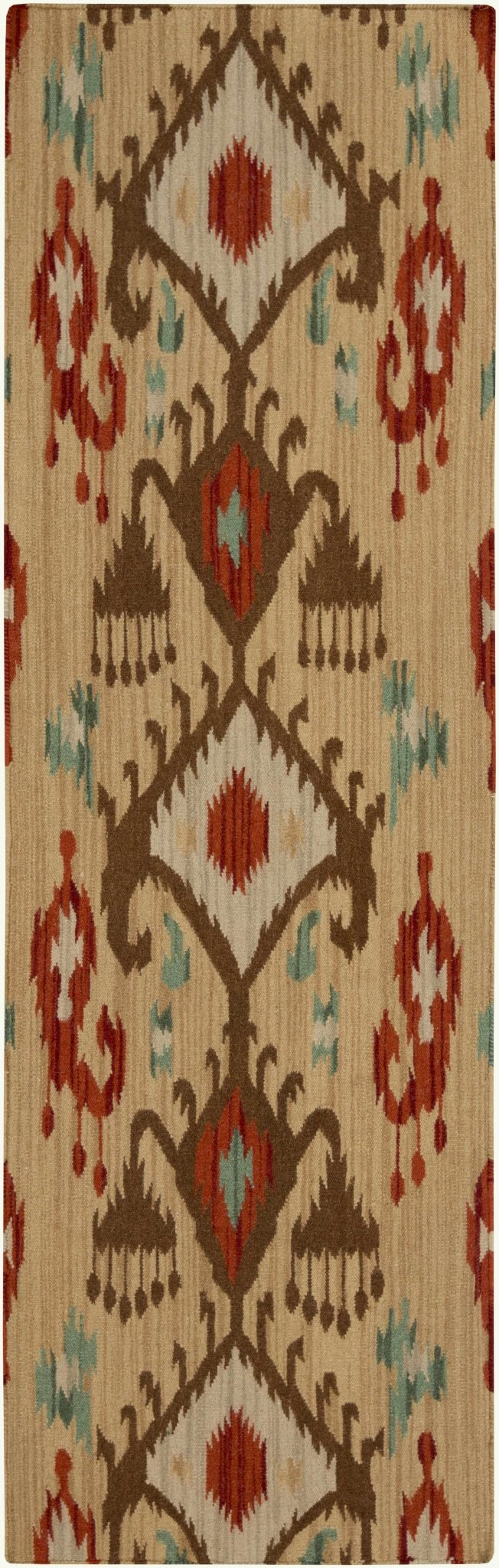 Byromville Ikat Tan And Rust Hand Woven Wool Rug - The Rug Decor
