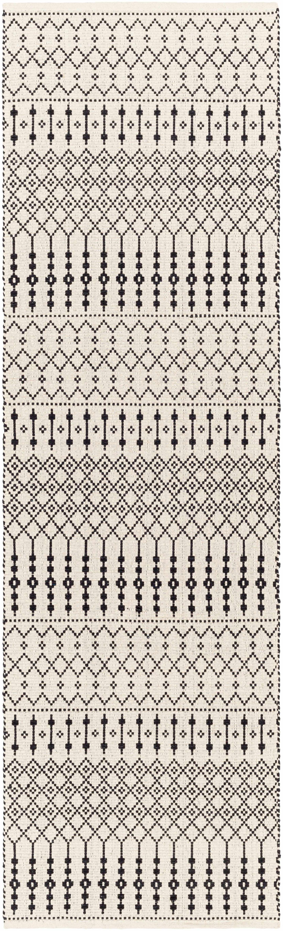 Cabinuangan Ivory And Black Modern Geometrical Hand Woven Area Rug
