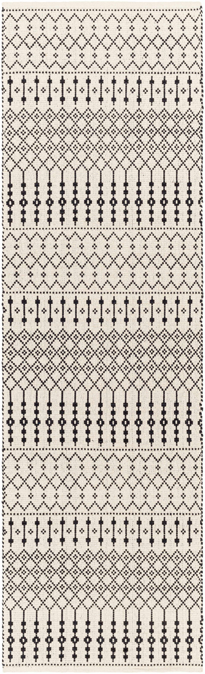 Cabinuangan Ivory And Black Modern Geometrical Hand Woven Area Rug