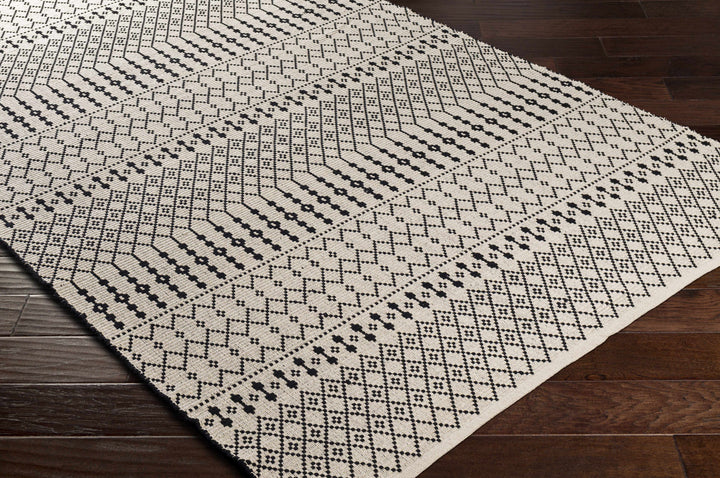 Cabinuangan Ivory And Black Modern Geometrical Hand Woven Area Rug