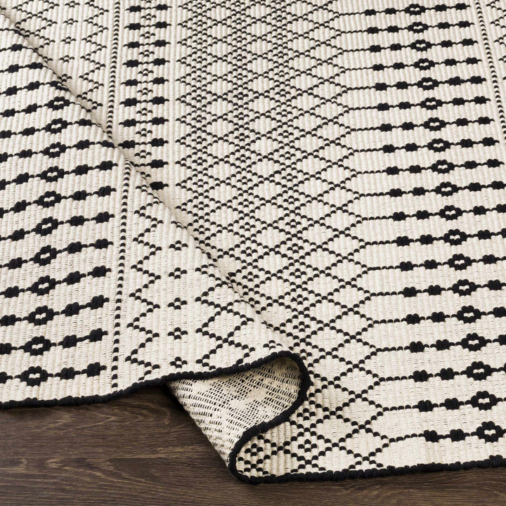 Cabinuangan Ivory And Black Modern Geometrical Hand Woven Area Rug