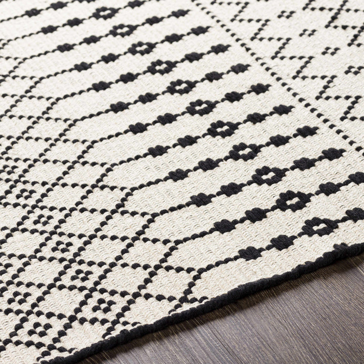 Cabinuangan Ivory And Black Modern Geometrical Hand Woven Area Rug