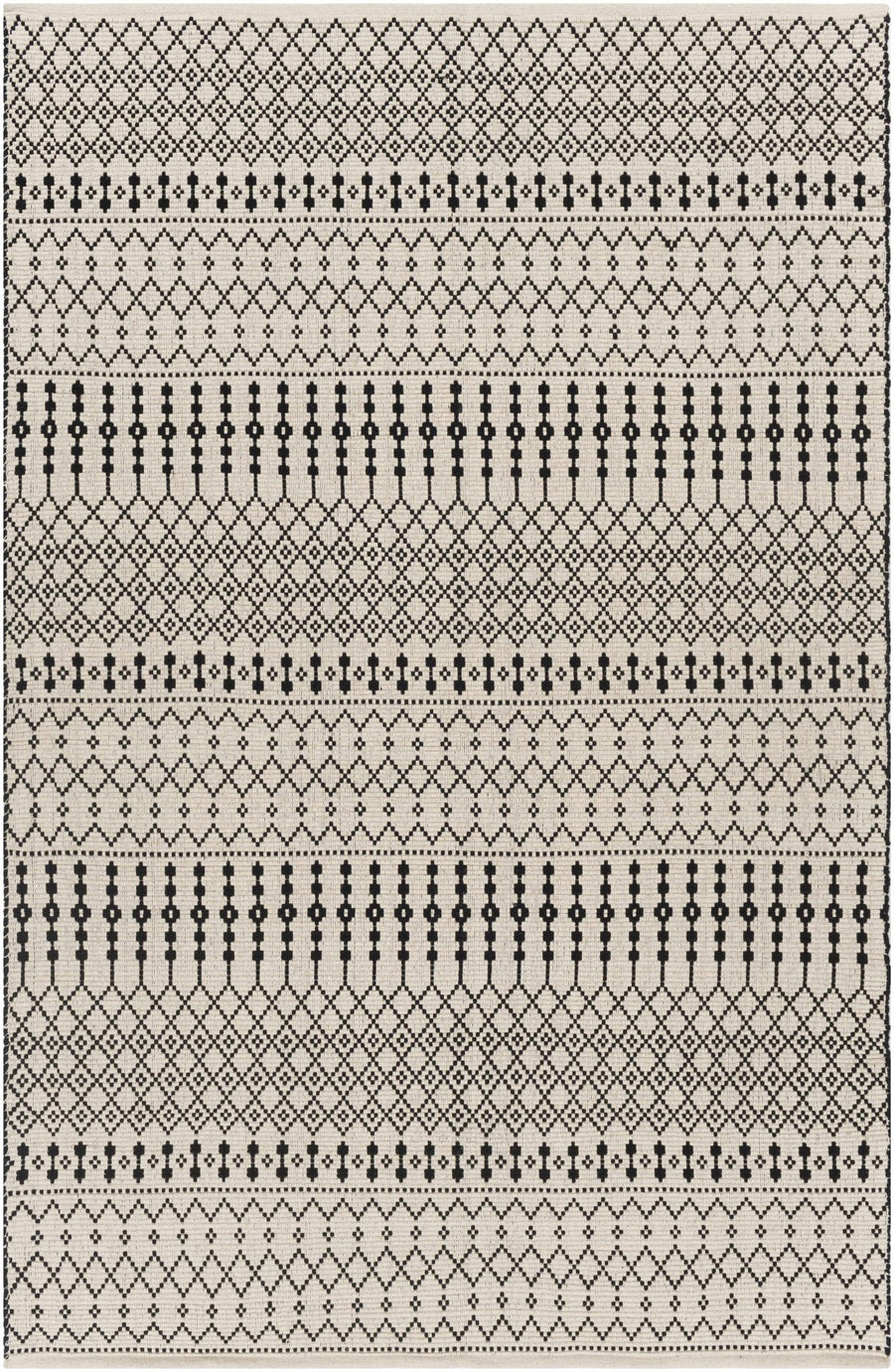 Cabinuangan Ivory And Black Modern Geometrical Hand Woven Area Rug - The Rug Decor