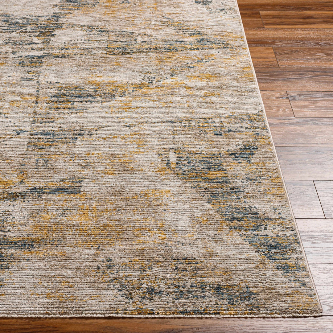 Cadao Modern Abstract Design Tan And Blue Area Rug - The Rug Decor