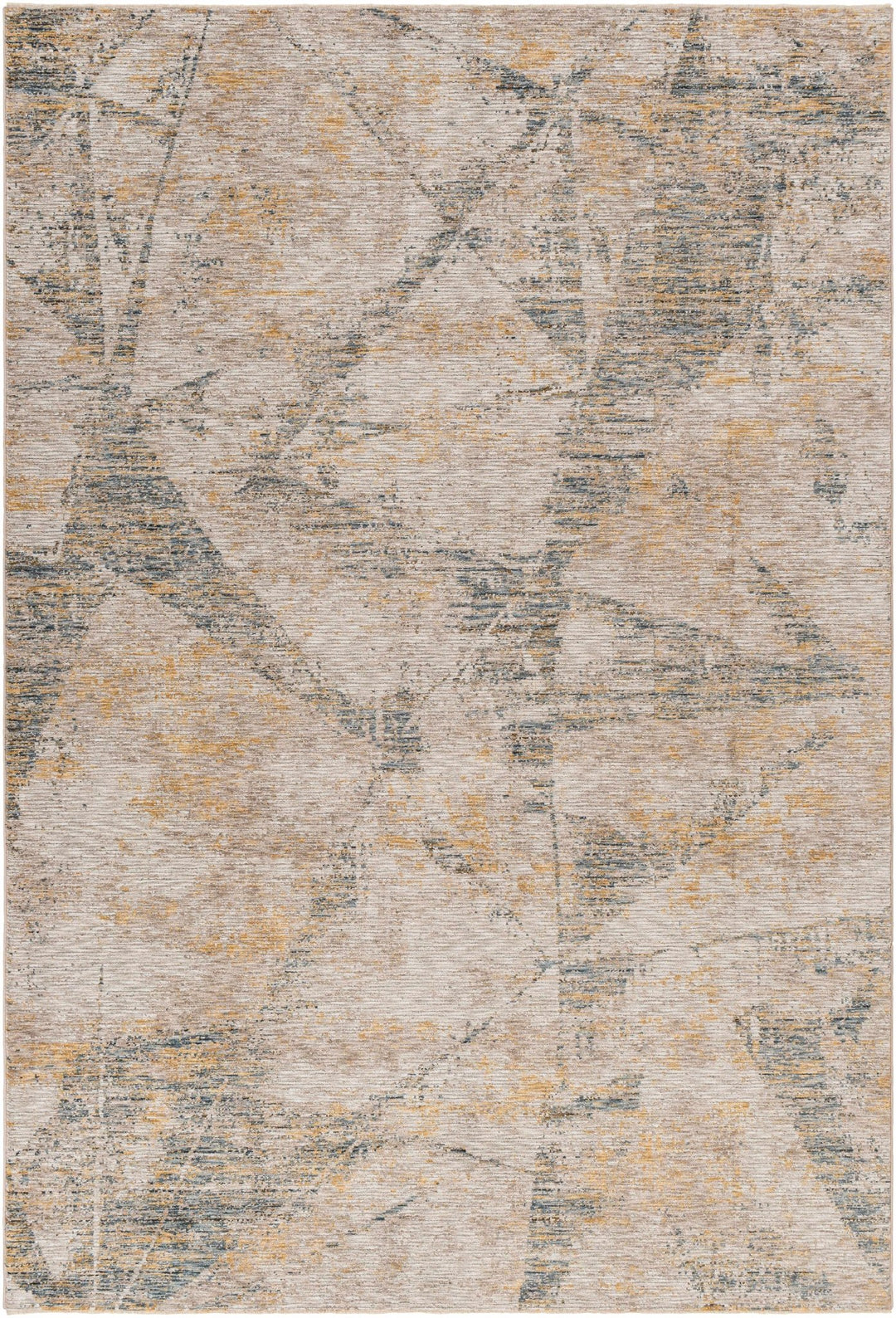 Cadao Modern Abstract Design Tan And Blue Area Rug - The Rug Decor