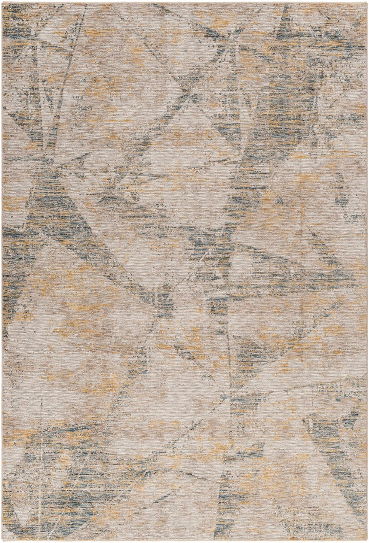Cadao Modern Abstract Design Tan And Blue Area Rug - The Rug Decor