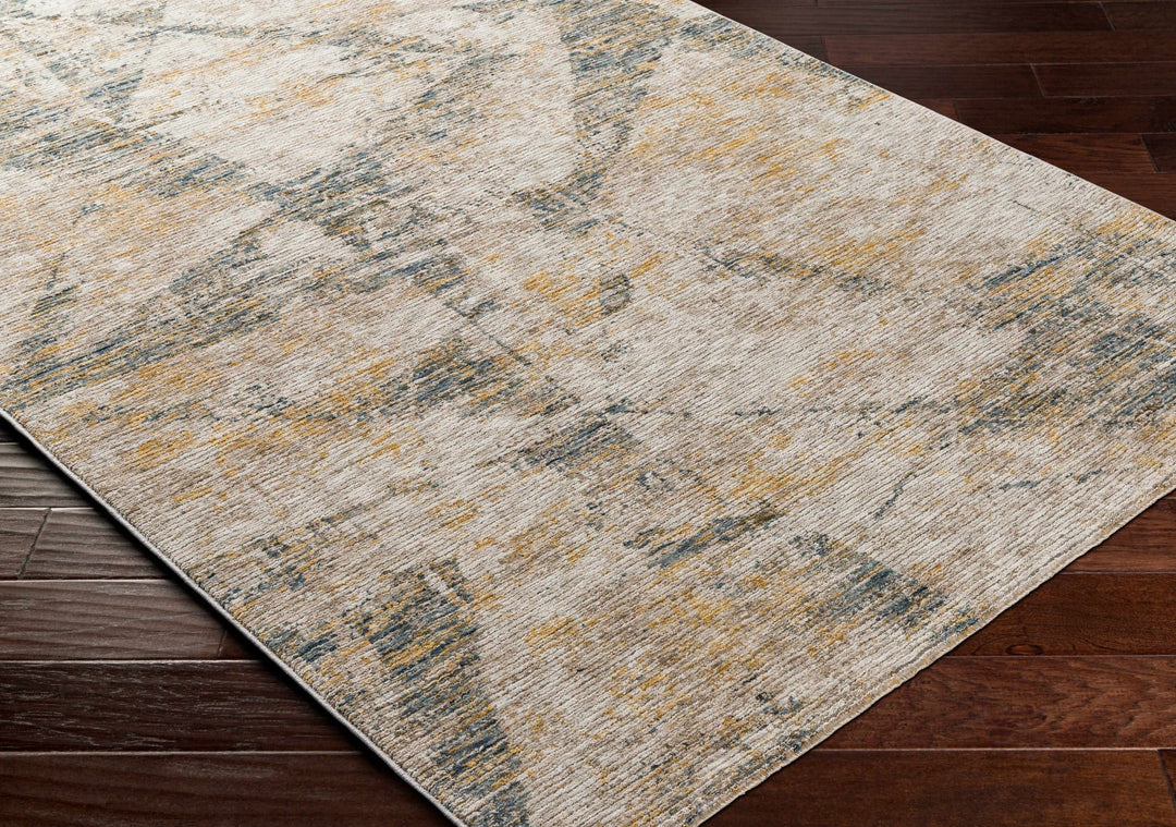 Cadao Modern Abstract Design Tan And Blue Area Rug - The Rug Decor
