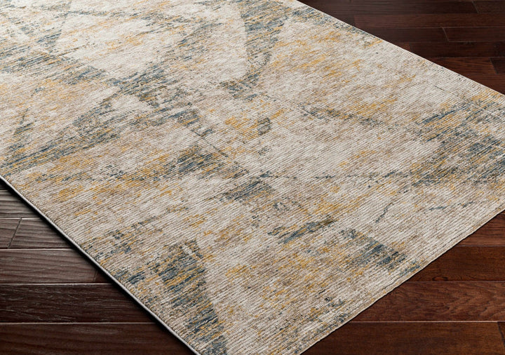 Cadao Modern Abstract Design Tan And Blue Area Rug - The Rug Decor