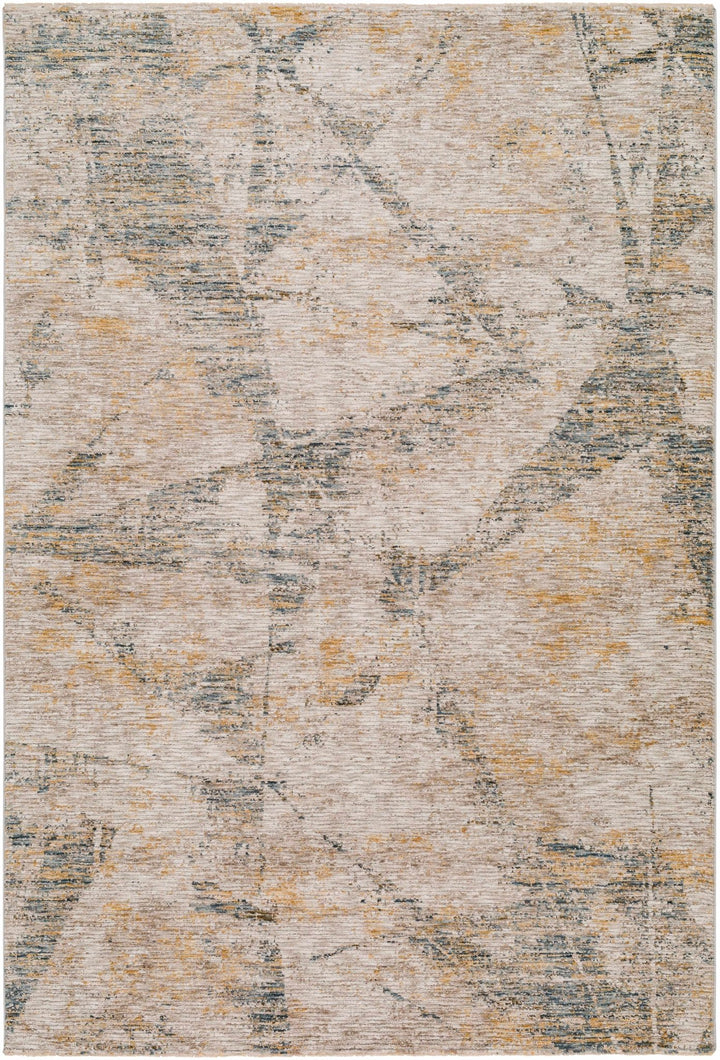 Cadao Modern Abstract Design Tan And Blue Area Rug - The Rug Decor