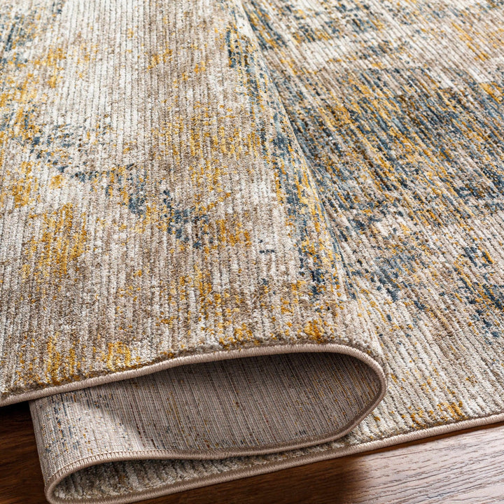 Cadao Modern Abstract Design Tan And Blue Area Rug - The Rug Decor