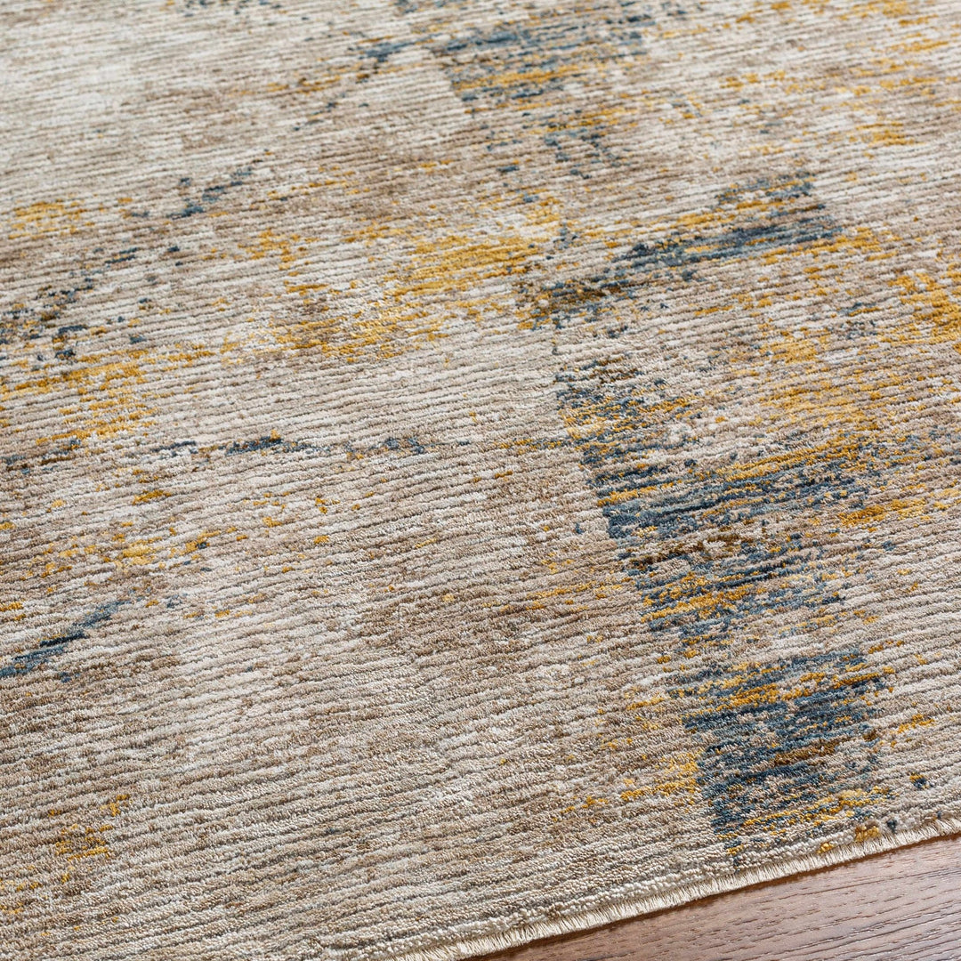 Cadao Modern Abstract Design Tan And Blue Area Rug - The Rug Decor