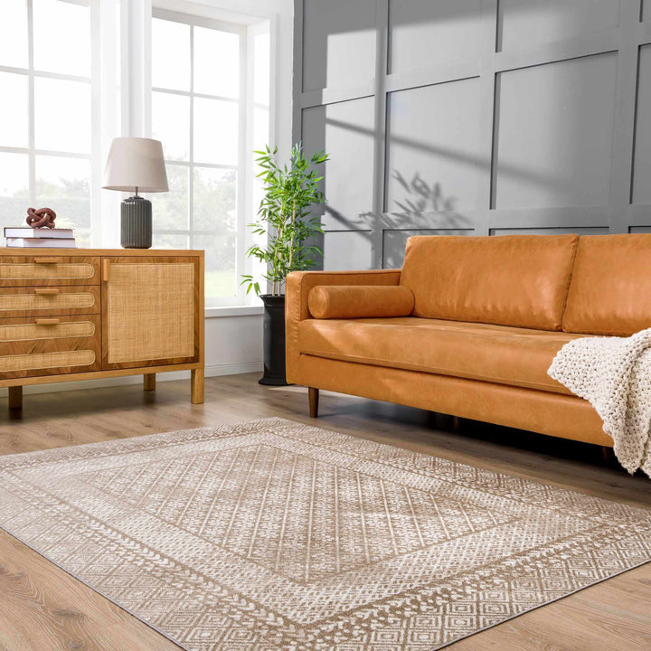 Caditaan Traditional Style Cream Machine Woven Washable Rug - The Rug Decor