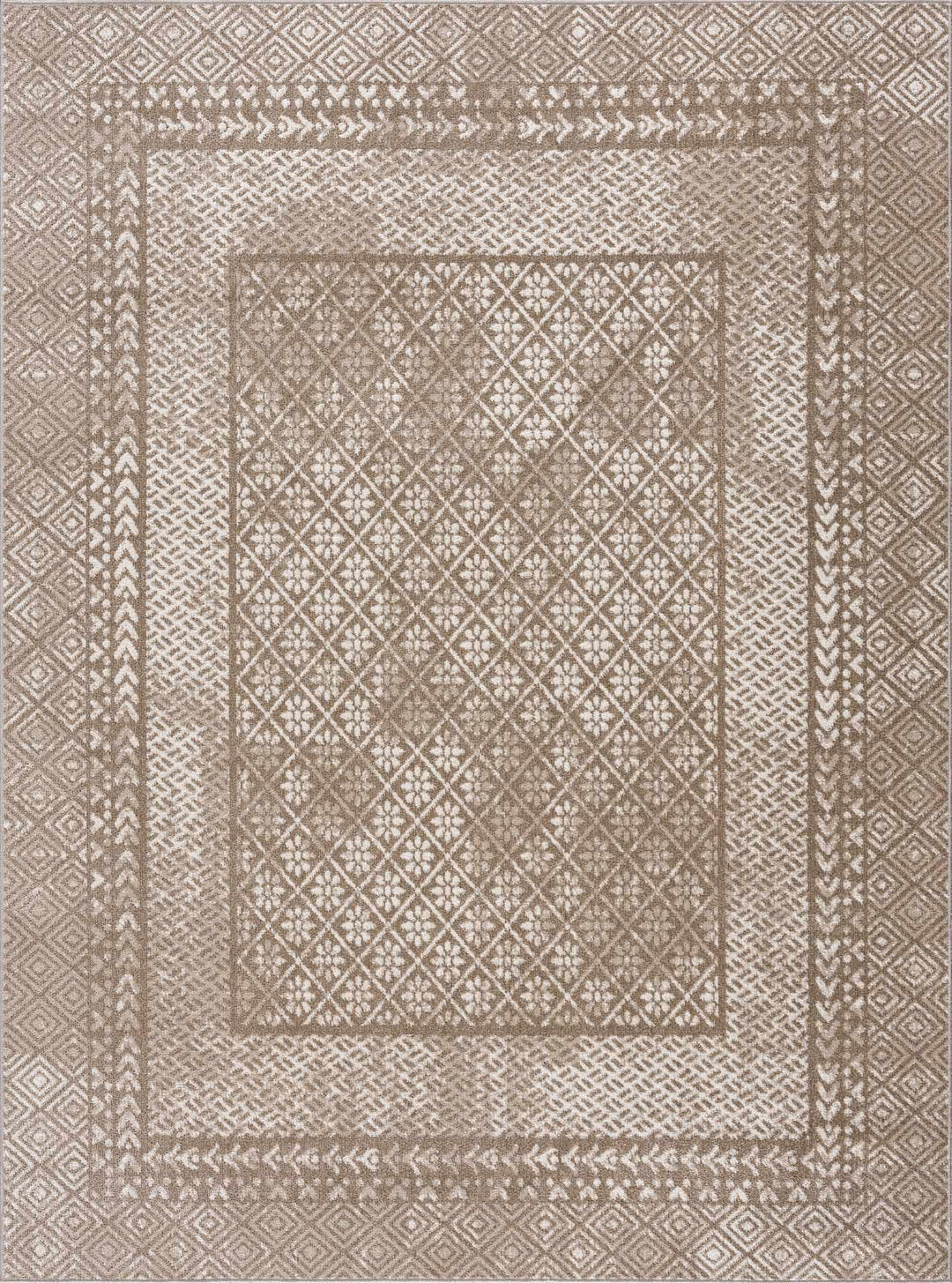 Caditaan Traditional Style Cream Machine Woven Washable Rug - The Rug Decor