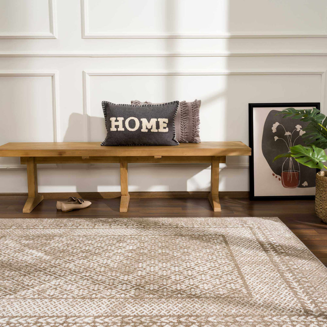Caditaan Traditional Style Cream Machine Woven Washable Rug - The Rug Decor
