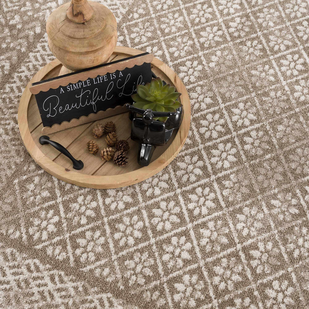 Caditaan Traditional Style Cream Machine Woven Washable Rug - The Rug Decor