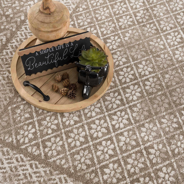 Caditaan Traditional Style Cream Machine Woven Washable Rug - The Rug Decor