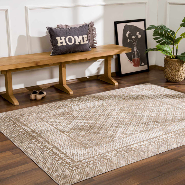 Caditaan Traditional Style Cream Machine Woven Washable Rug - The Rug Decor