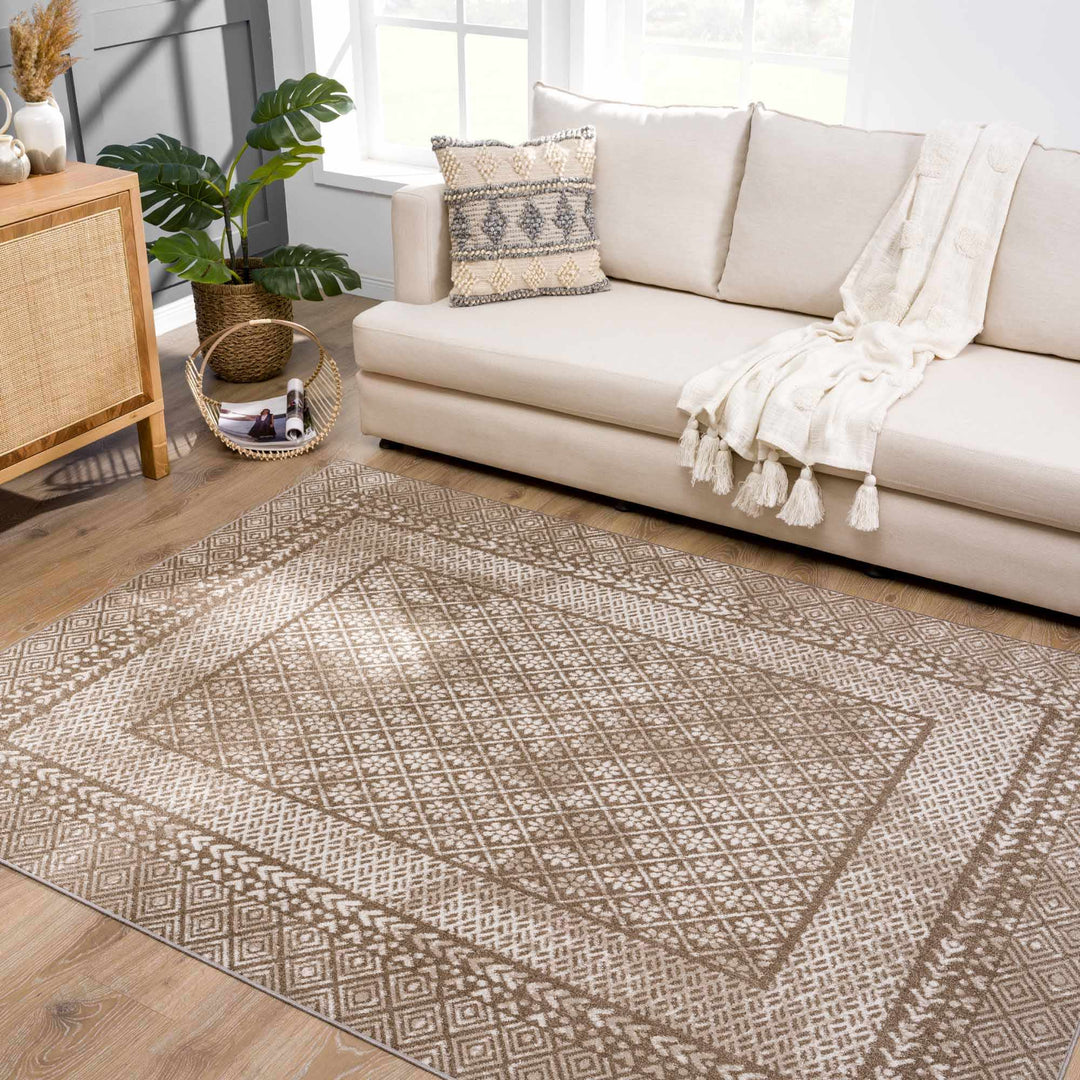 Caditaan Traditional Style Cream Machine Woven Washable Rug - The Rug Decor