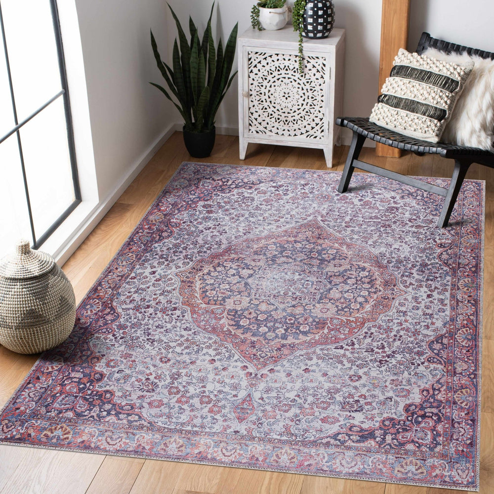 Cael Traditional Purple And Gray Washable Rug - The Rug Decor