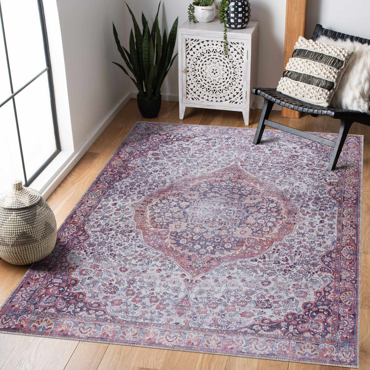 Cael Traditional Purple And Gray Washable Rug - The Rug Decor