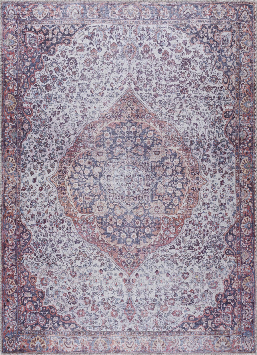 Cael Traditional Purple And Gray Washable Rug - The Rug Decor