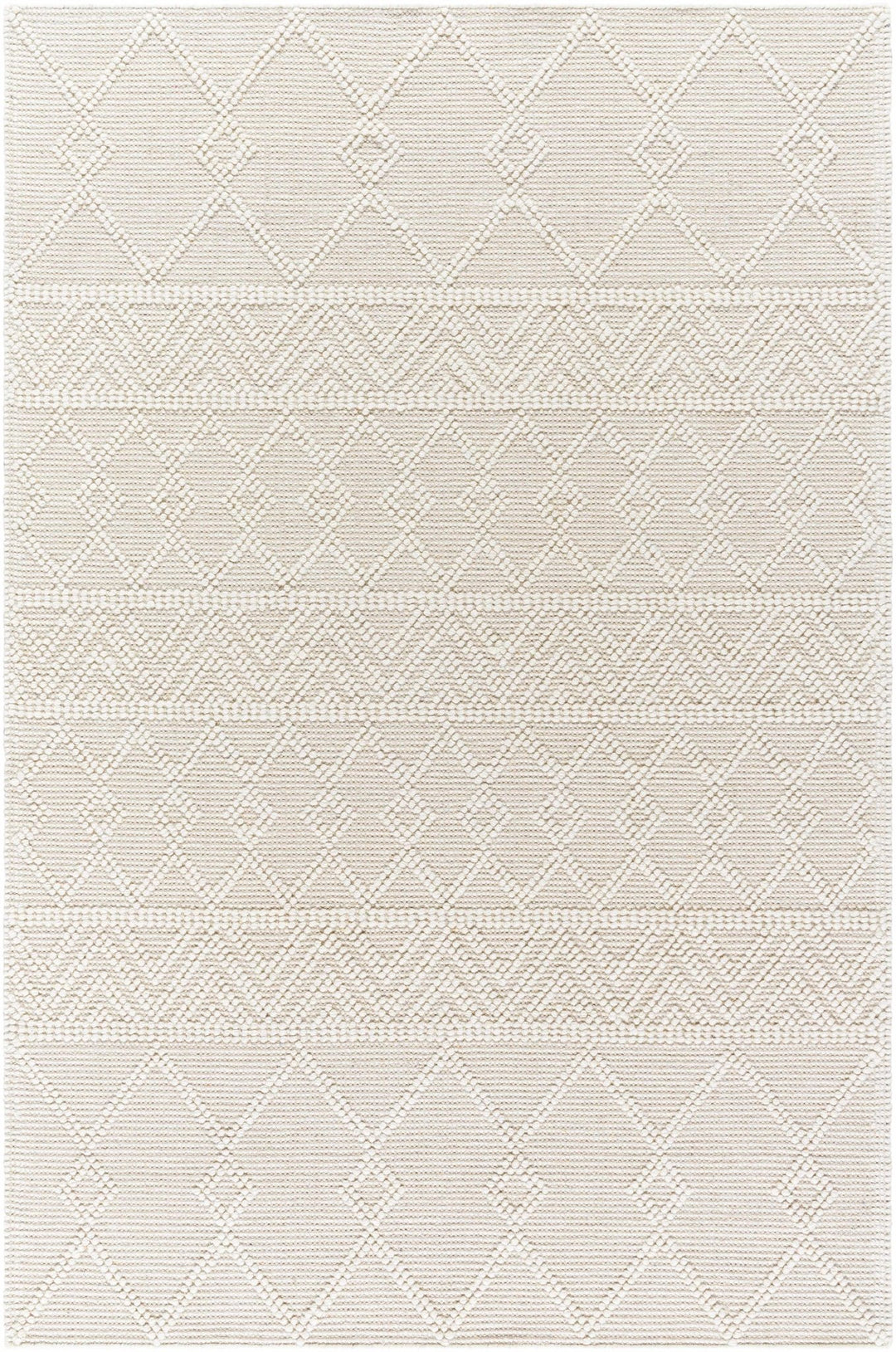 Caelum White Modern Geometrical Design Wool-Blend Rug - The Rug Decor