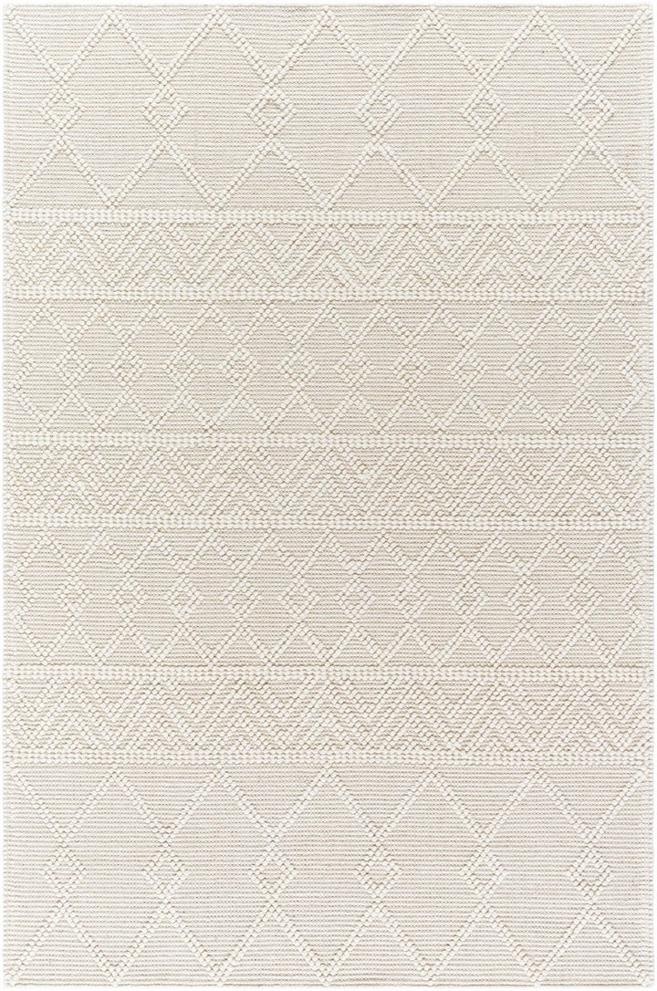 Caelum White Modern Geometrical Design Wool-Blend Rug - The Rug Decor