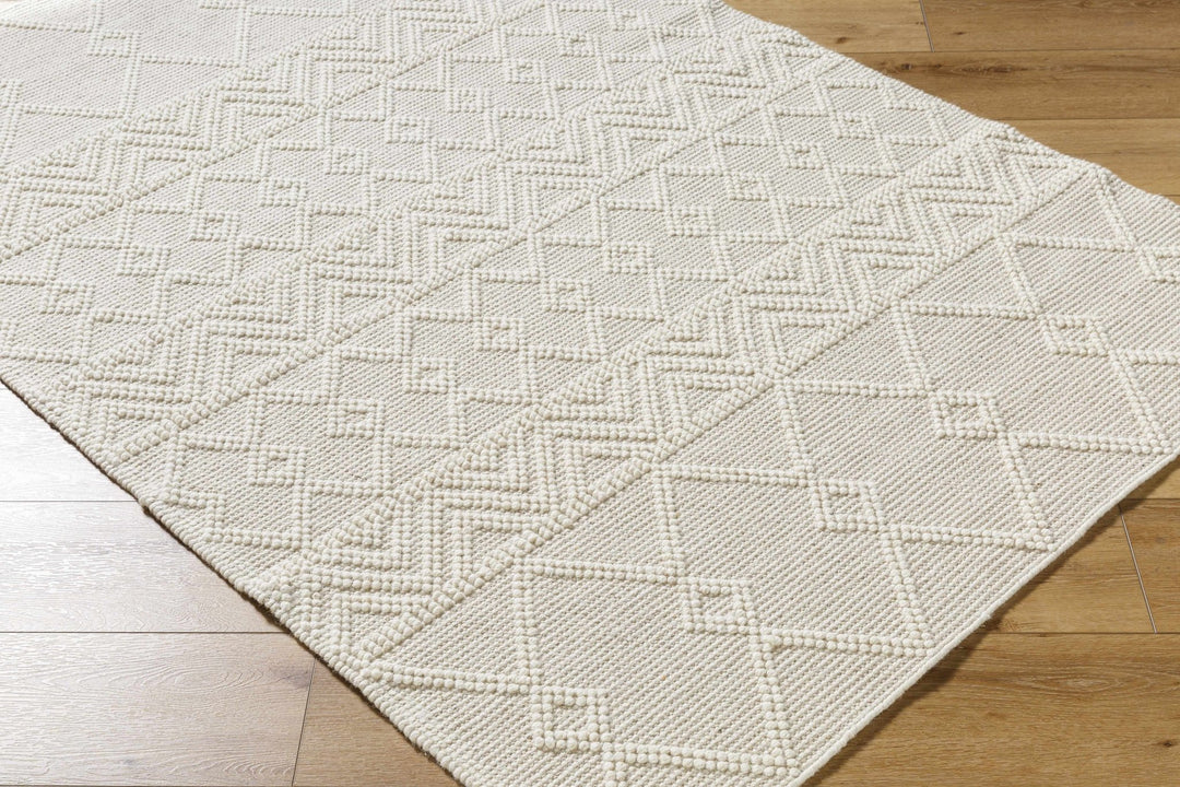 Caelum White Modern Geometrical Design Wool-Blend Rug - The Rug Decor
