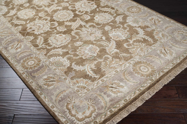 Caernarfon Gray And Brown Traditional Style Hand Knotted Wool Area Rug - The Rug Decor