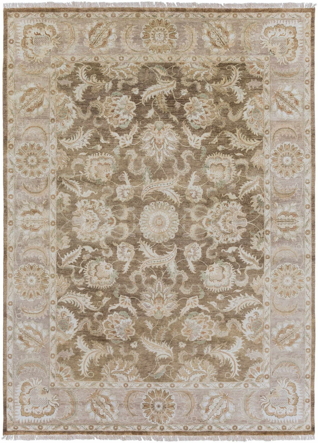 Caernarfon Gray And Brown Traditional Style Hand Knotted Wool Area Rug - The Rug Decor