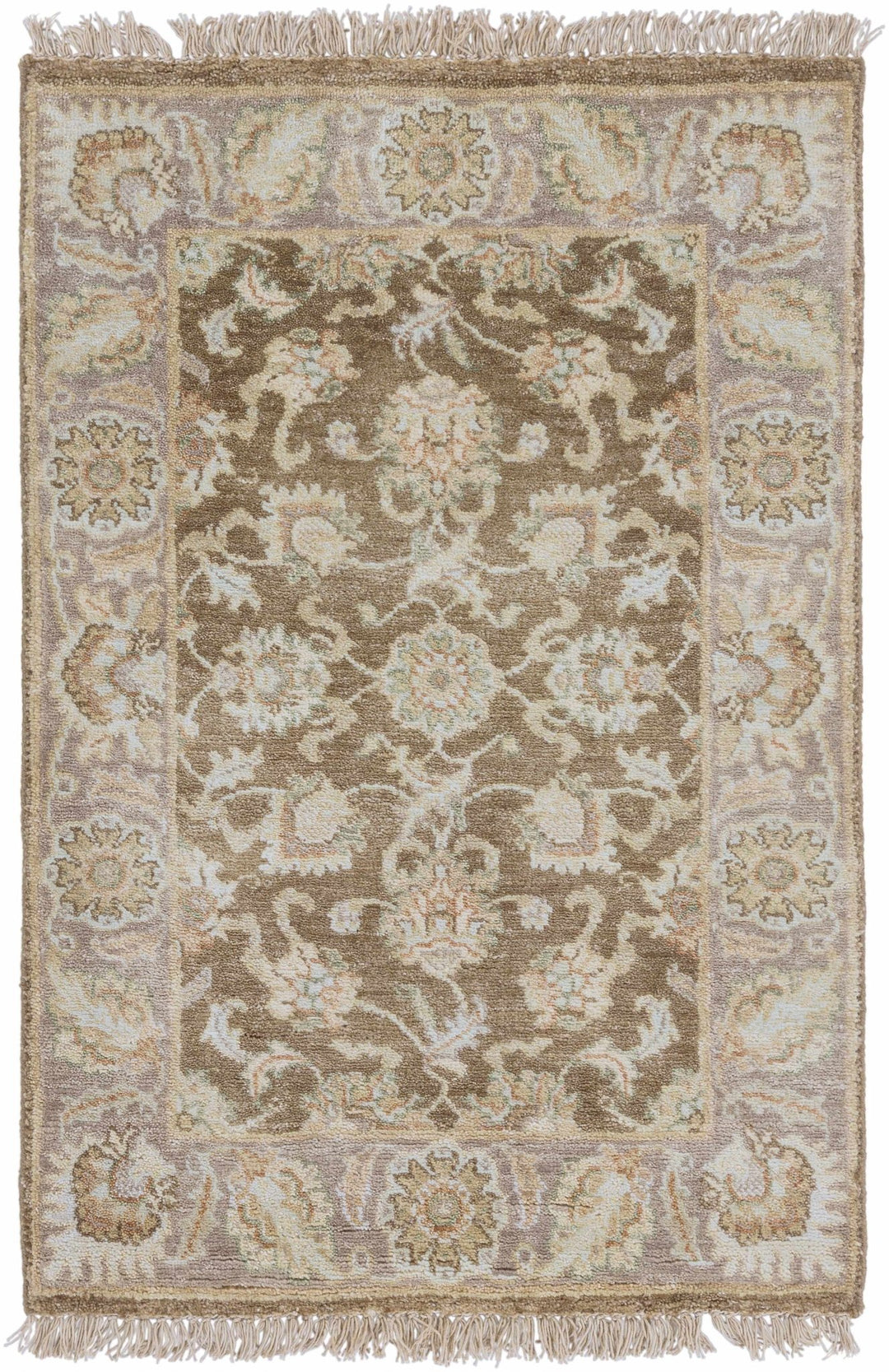 Caernarfon Gray And Brown Traditional Style Hand Knotted Wool Area Rug - The Rug Decor