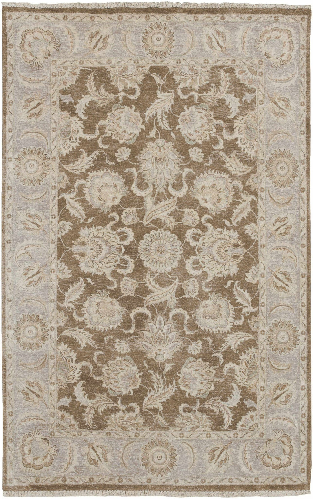 Caernarfon Gray And Brown Traditional Style Hand Knotted Wool Area Rug - The Rug Decor