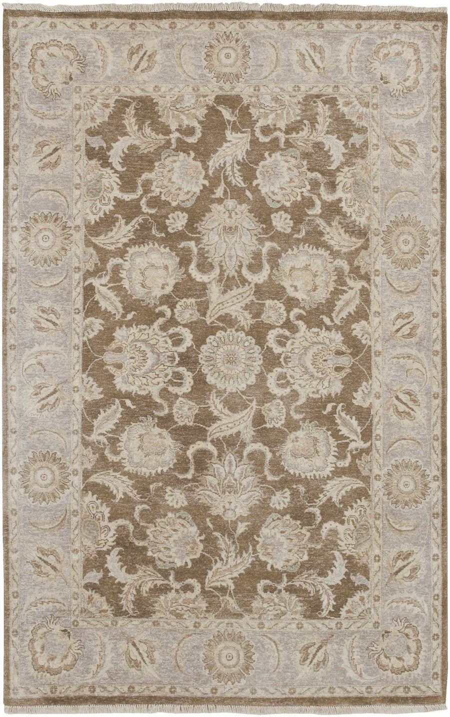 Caernarfon Gray And Brown Traditional Style Hand Knotted Wool Area Rug - The Rug Decor