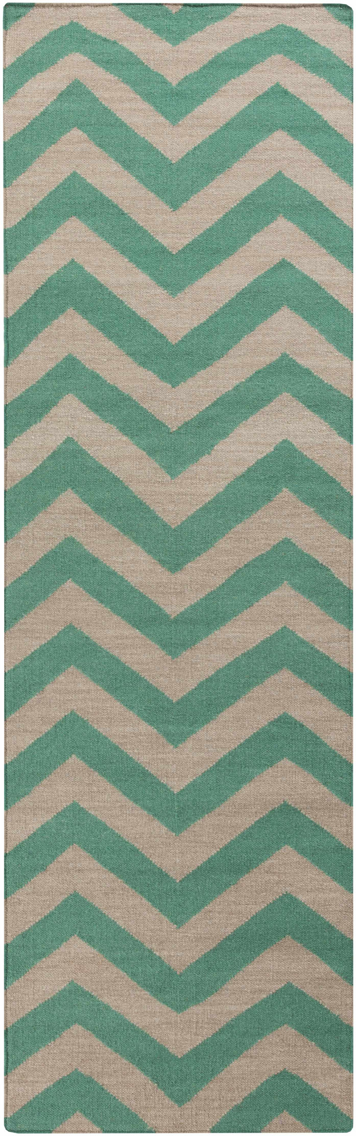 Calamus Contemporary Chevron Pattern Green Hand Woven Area Rug