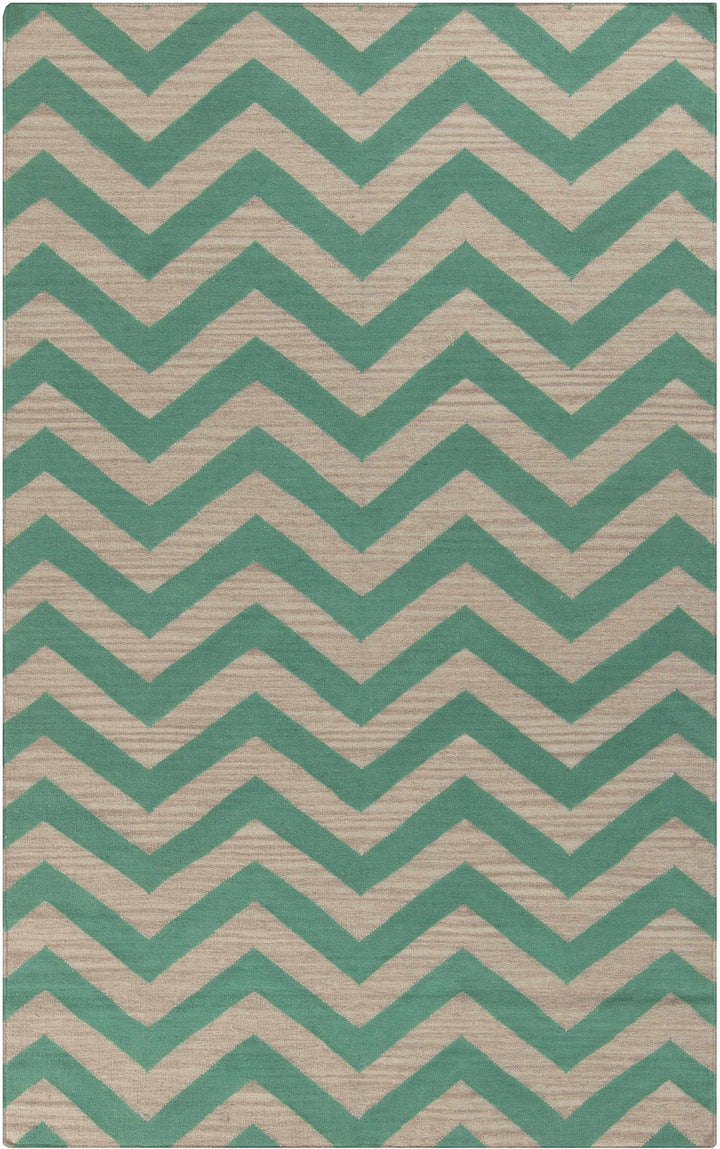 Calamus Contemporary Chevron Pattern Green Hand Woven Area Rug