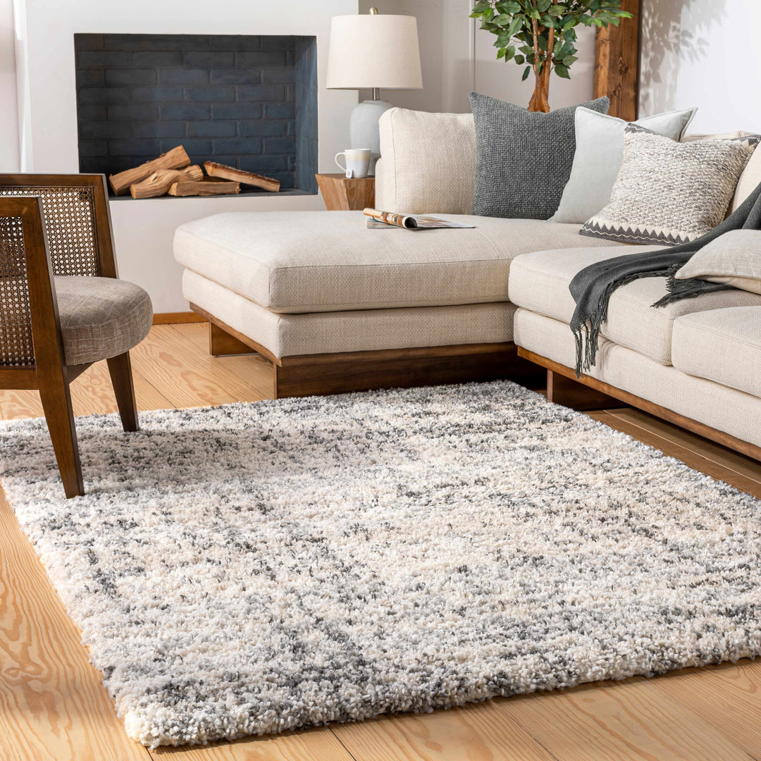 Calsib Ivory And gray Modern Abstract Design Area Rug