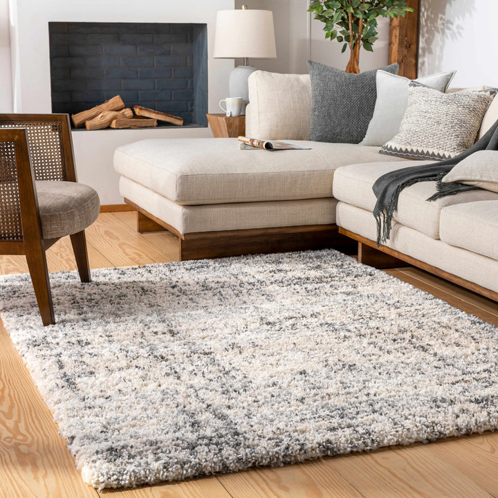 Calsib Ivory And gray Modern Abstract Design Area Rug