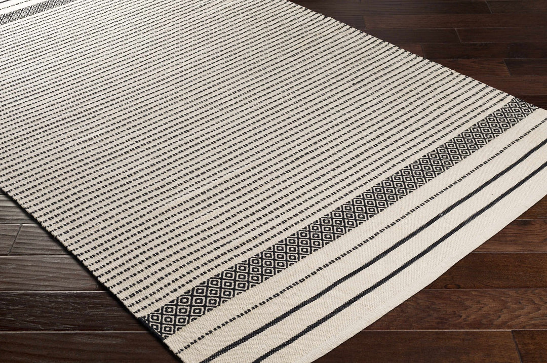Calumpang Ivory And Black Modern Geometrical Hand Woven Area Rug - The Rug Decor