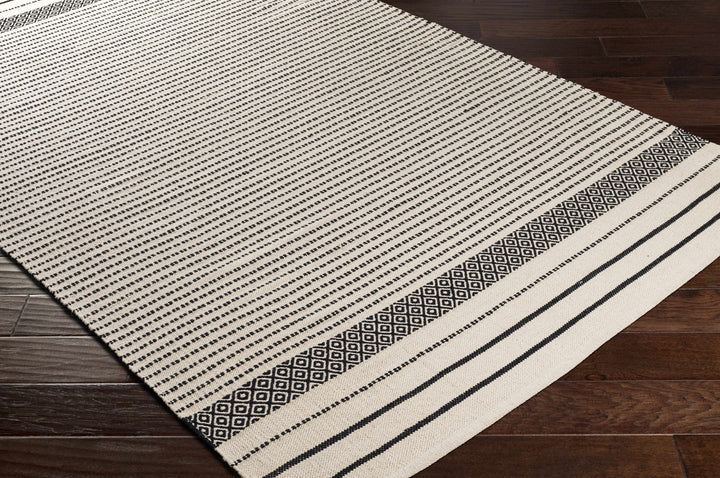Calumpang Ivory And Black Modern Geometrical Hand Woven Area Rug - The Rug Decor