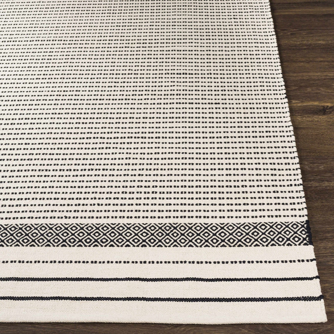 Calumpang Ivory And Black Modern Geometrical Hand Woven Area Rug - The Rug Decor