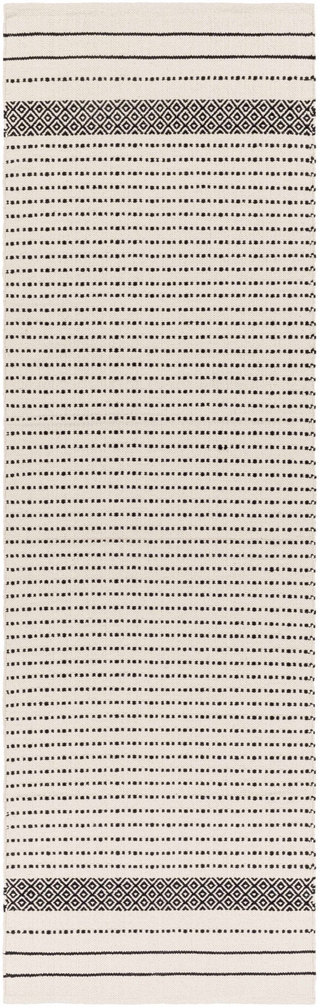 Calumpang Ivory And Black Modern Geometrical Hand Woven Area Rug - The Rug Decor