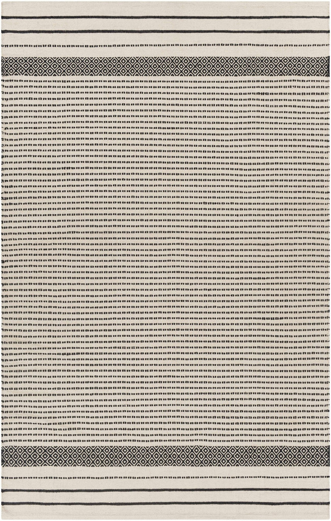 Calumpang Ivory And Black Modern Geometrical Hand Woven Area Rug - The Rug Decor
