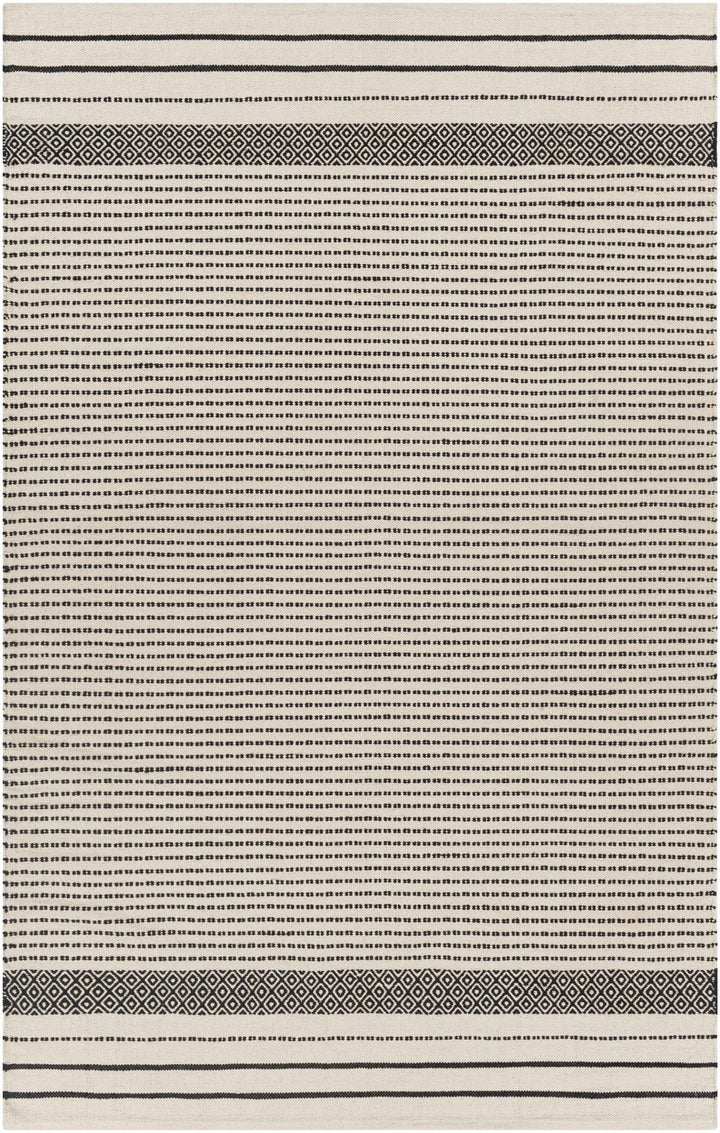 Calumpang Ivory And Black Modern Geometrical Hand Woven Area Rug - The Rug Decor
