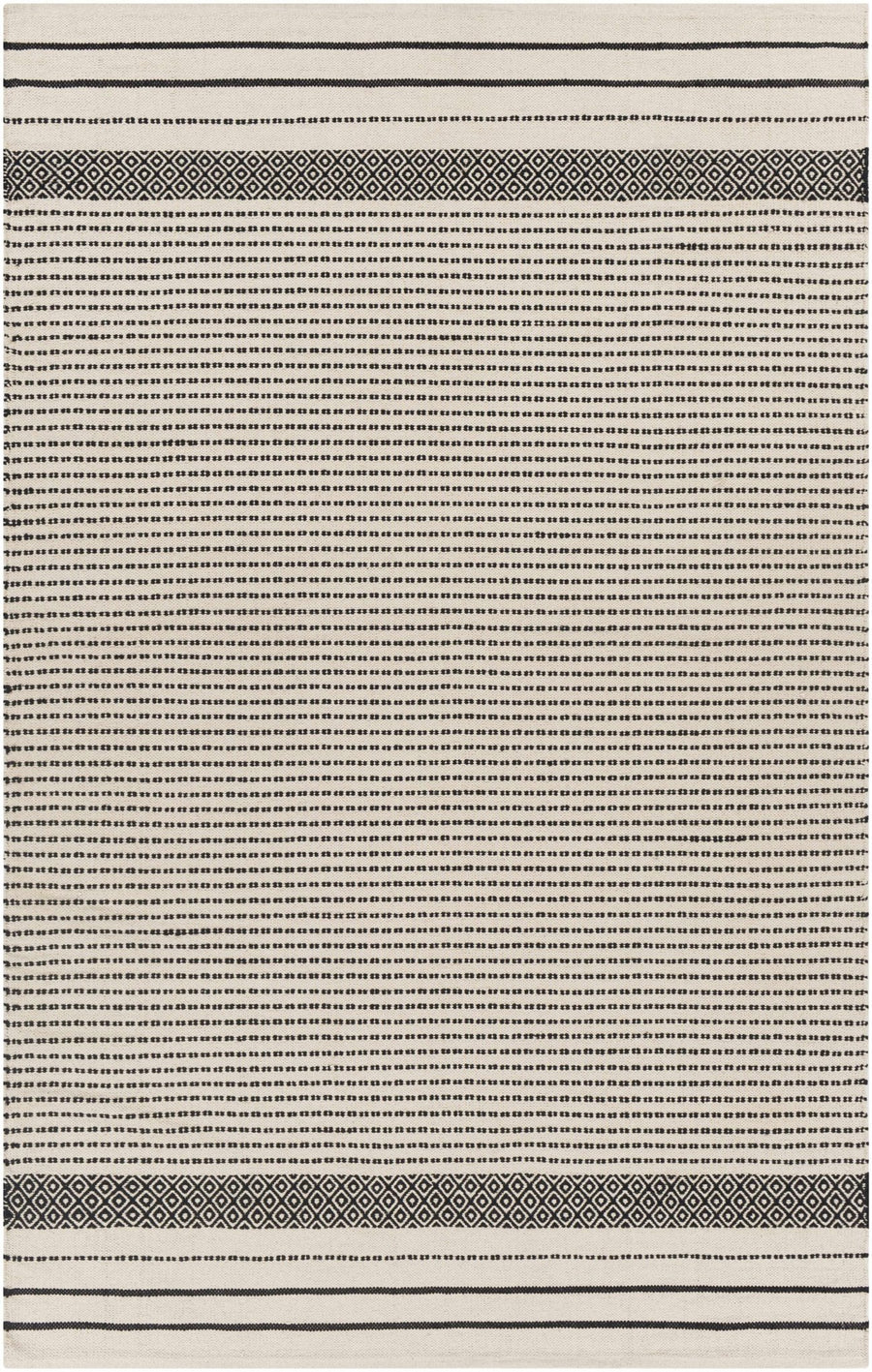 Calumpang Ivory And Black Modern Geometrical Hand Woven Area Rug - The Rug Decor